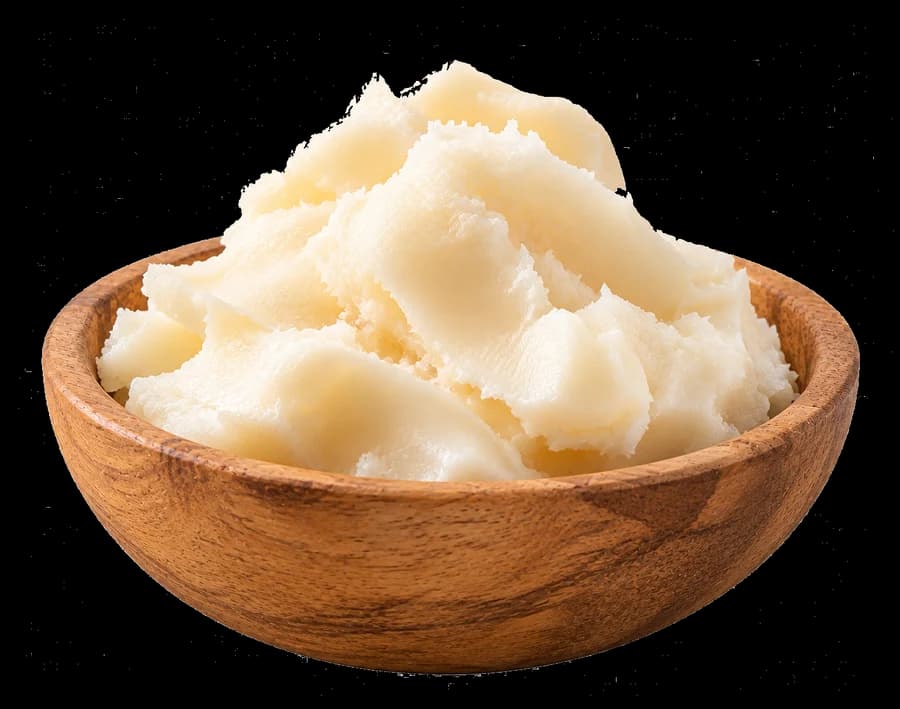 Whipped grass-fed tallow heaped in a wooden bowl